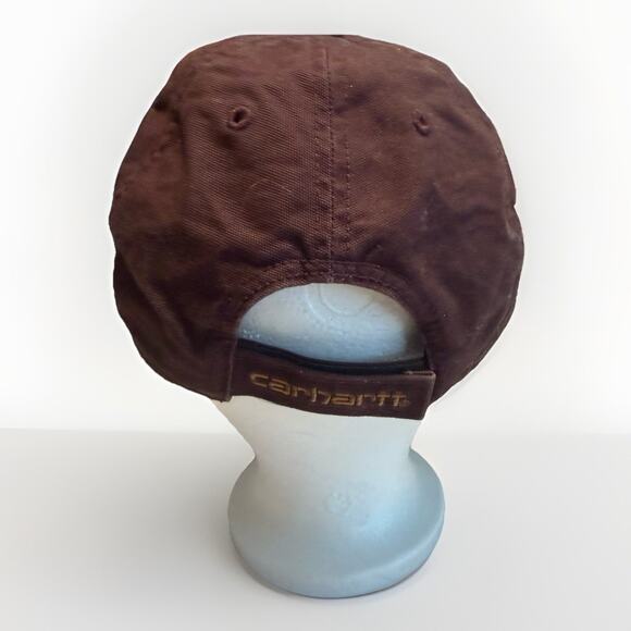 Carhartt Adjustable Dad Hat Brown Cotton Cap Leather Patch Logo Unisex - Picture 5 of 7